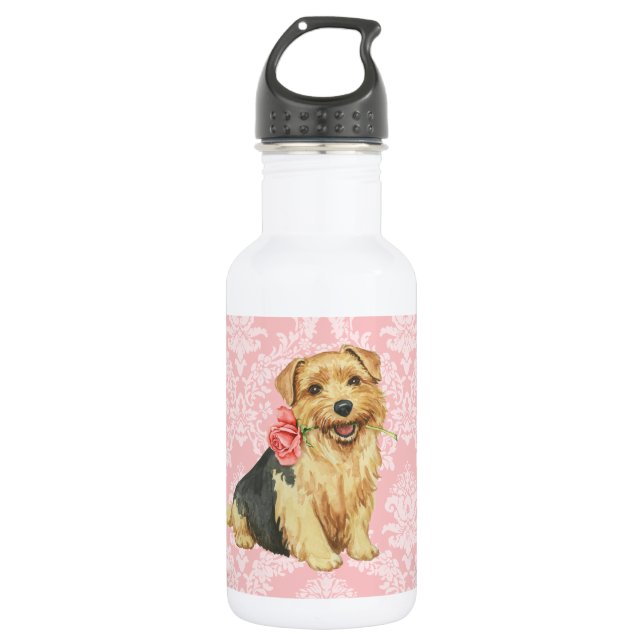 Botella De Agua Valentine Rosa Norfolk Terrier (Anverso)