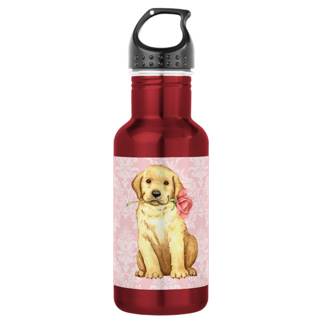 Botella De Agua Valentine Rosa Yellow Lab (Anverso)