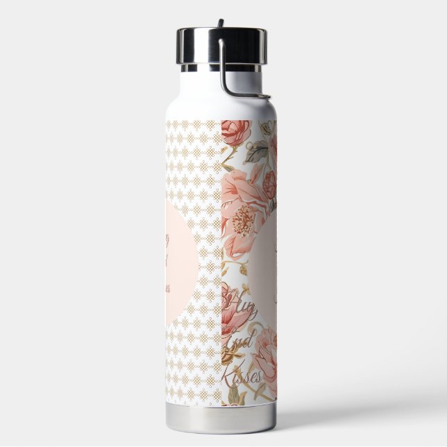 Botella De Agua Valentine's Day,Hug and Kisses, Flowers,Gold Pixel (Izquierda)