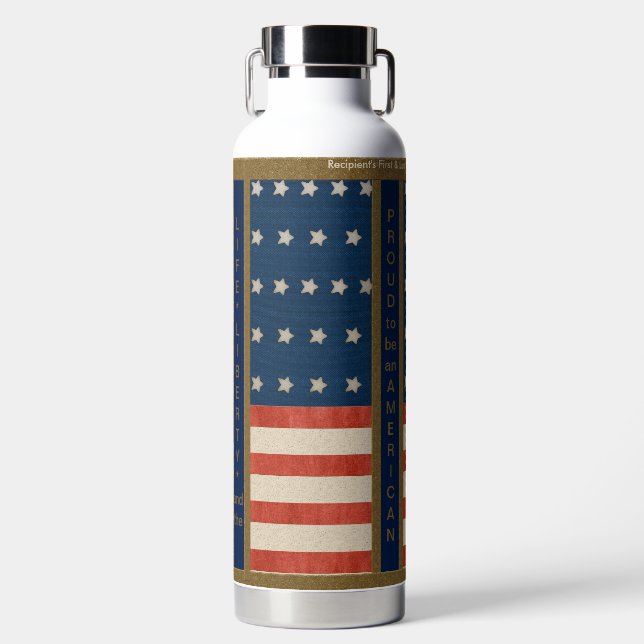 Botella De Agua Valores americanos, orgullo y bandera de los Estad (Delantero)
