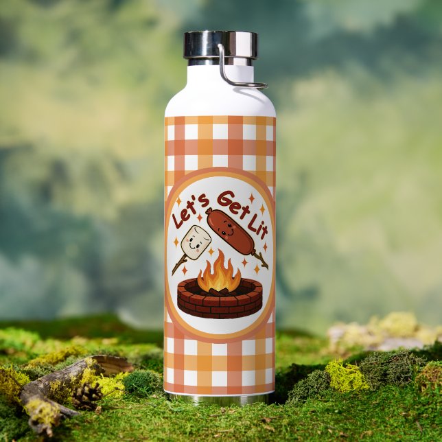 Botella De Agua Vamos a conseguir Firepit - malvavisco y perro cal (Al aire libre (girado))