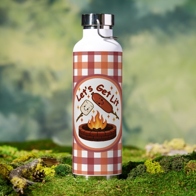 Botella De Agua Vamos a conseguir Firepit - malvavisco y perro cal (Al aire libre (girado))