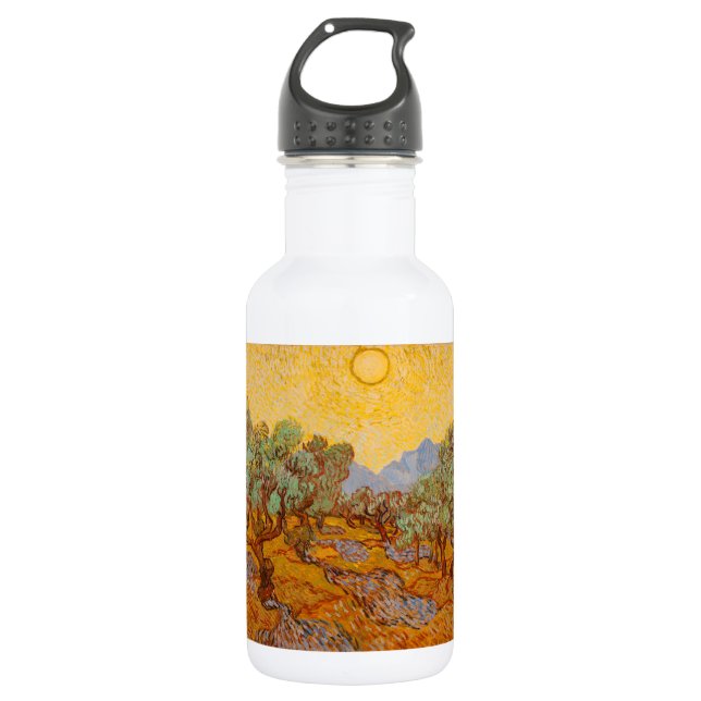 Botella De Agua Van Gogh Olive Trees cielo amarillo (Anverso)