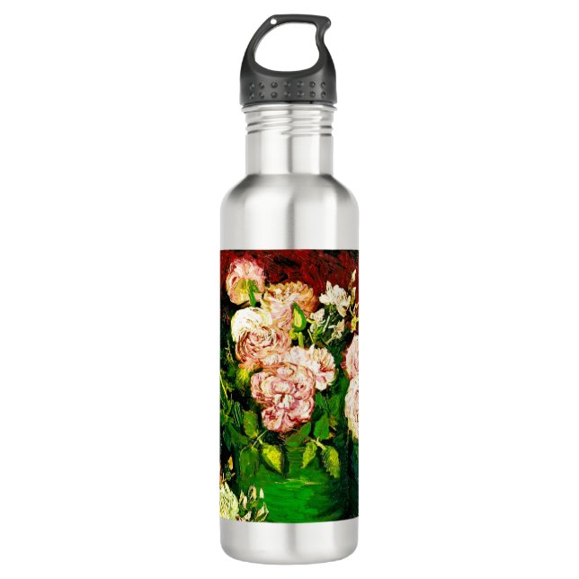 Botella De Agua Van Gogh Peonies y Rosas (Anverso)