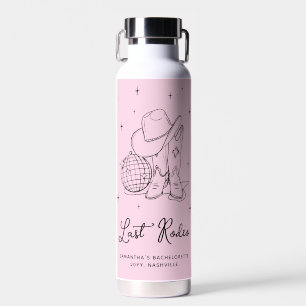 Botella De Agua Vaquera de Disco Rosa Último Rodeo Fiesta de Despe