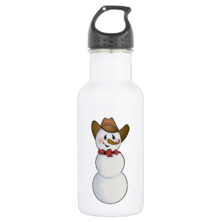 Botella De Agua Vaquero hombre de nieve con Banda Roja