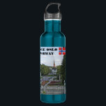 Botella De Agua Véase el recuerdo de viaje de Oslo Norway Vigeland<br><div class="desc">Noruega Escandinavia,  Oslo Vigeland Park,  bandera noruega,  recuerdo de viaje,  botella de agua. Puede agregar su propio texto.</div>