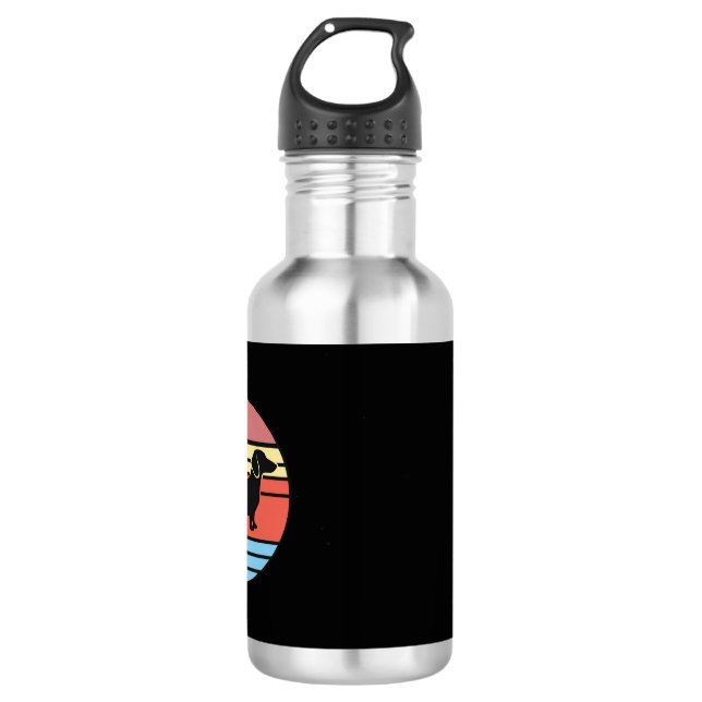 Botella De Agua Vector Atardecer Perro Dachshund Retro (Anverso)