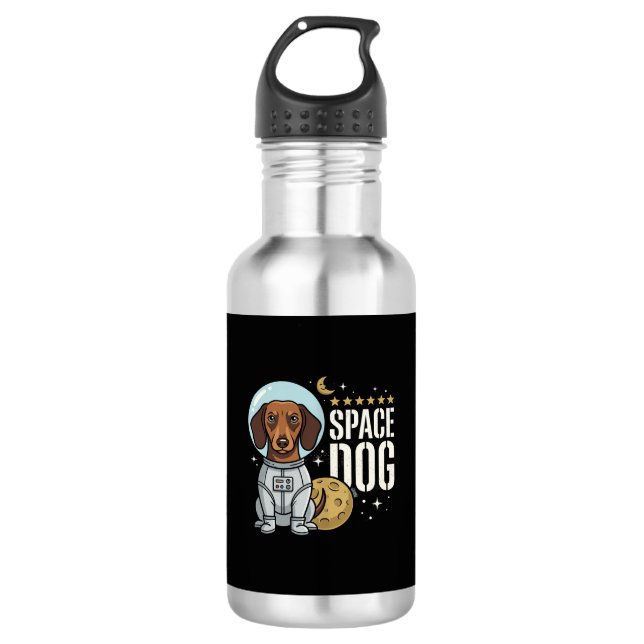 Botella De Agua Vector de astronauta perro espacial Dachshund (Anverso)