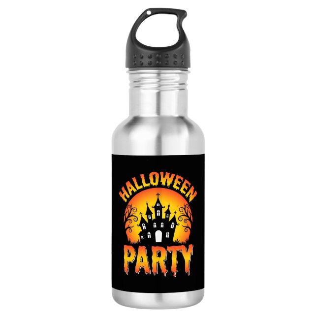 Botella De Agua Vector de fiesta de casa embrujada de Halloween (Anverso)