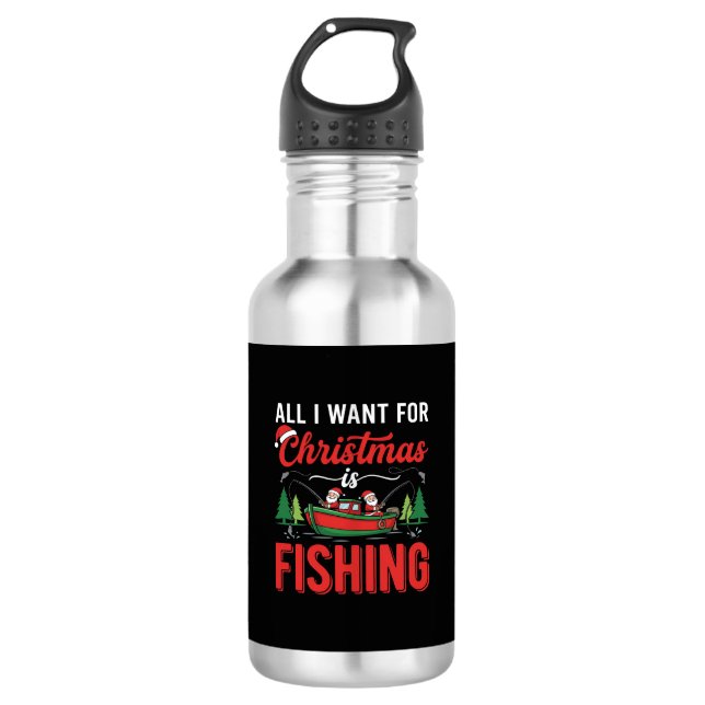 Botella De Agua Vector de Santa de pesca de Navidad (Anverso)