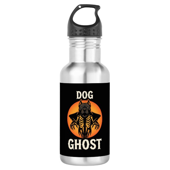 Botella De Agua Vector Fantasma de Perro Terror de Halloween (Anverso)