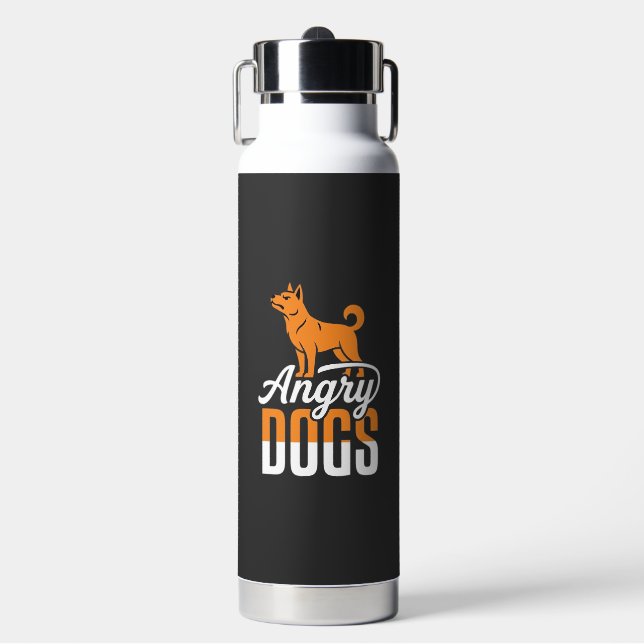 Botella De Agua Vector Mascota Perros Enojados (Frente)