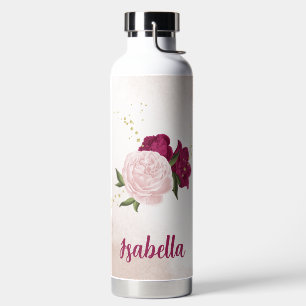 Botella De Agua vegetación floral rosa magenta