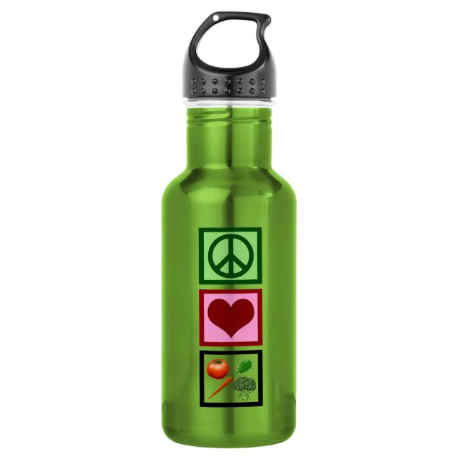 Botella De Agua Vegetariano del amor de la paz (Anverso)