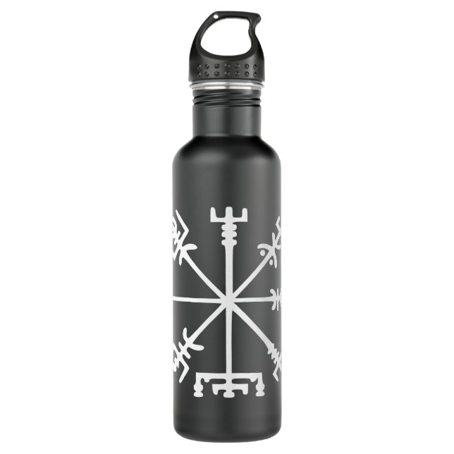 Botella De Agua Vegvísir (compás de Viking) (Anverso)