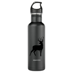 Botella De Agua Venado con Antlers Silueta Negra