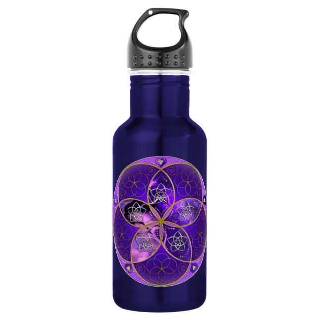 Botella De Agua Venus Flor de amor finaART rosa violeta (Anverso)