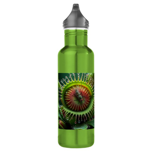 Botella De Agua Venus Flytrampa Floral Verde y Rojo (Derecha)