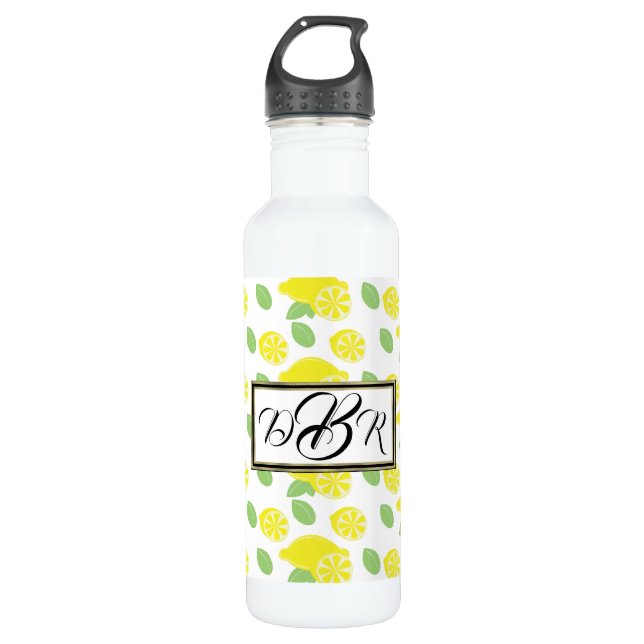 Botella De Agua Verano Amarillo Moderno Fundición Lemon Slices Ver (Anverso)