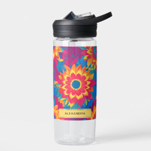 Botella De Agua Verano de hidratación floral tropical vibrante