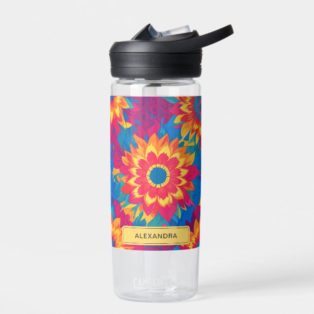 Botella De Agua Verano de hidratación floral tropical vibrante (Izquierdo)