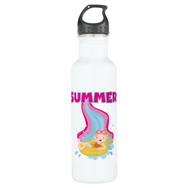Botella De Agua Verano rubio del chica (Anverso)