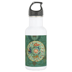 Botella De Agua Verde azul del circulo chino antiguo