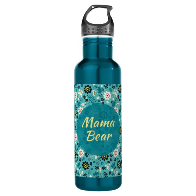 Botella de agua Verde azulada Mama Bear (Anverso)