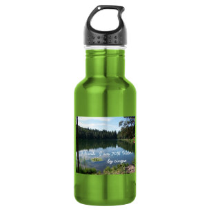 Botella De Agua (Verde) con imagen de un lago