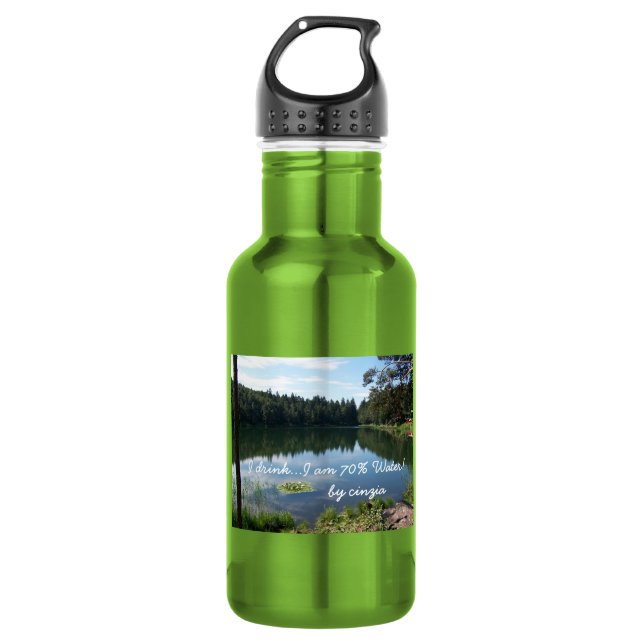 Botella De Agua (Verde) con imagen de un lago (Anverso)