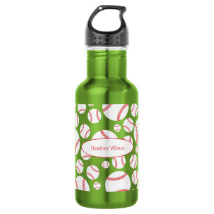 Botella de agua verde del equipo de béisbol con no