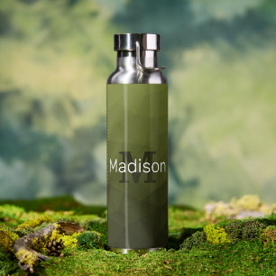 Botella De Agua Verde ejército oscuro Patrón de malla geométrica M