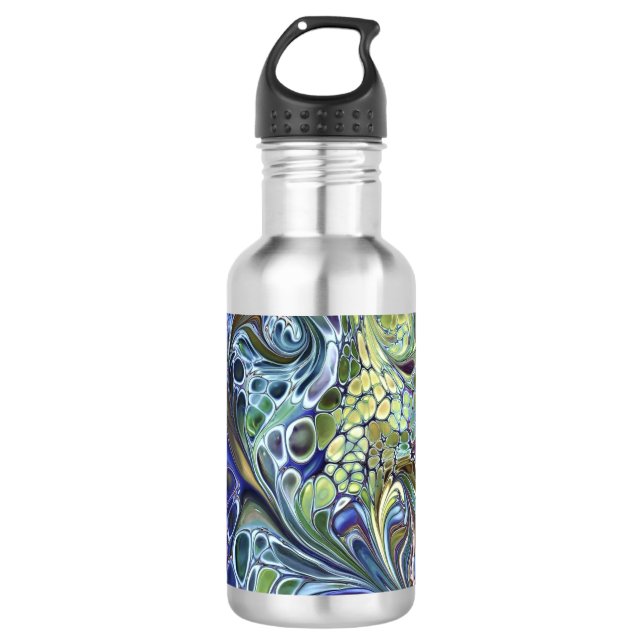 Botella De Agua Verde jaula oliva, burdeos morado azul (Anverso)