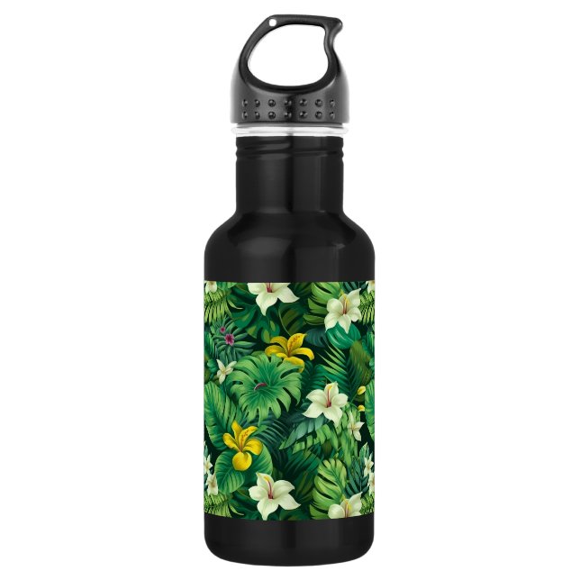 Botella De Agua Verde tropical exuberante - (Anverso)