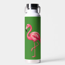 Botella de agua verde tropical Flamingo Rosa