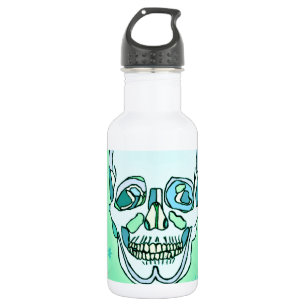 Botella De Agua Verdes y cráneo de los pasteles y estrellas de los