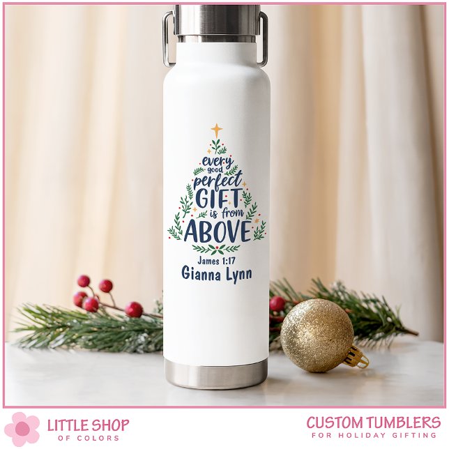 Botella De Agua Verso de la biblia del árbol de Navidad personaliz (Subido por el creador)