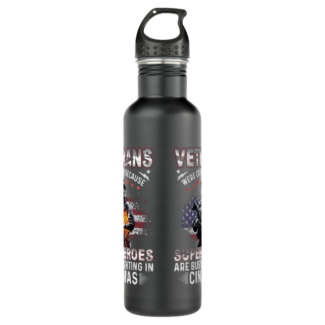 Botella De Agua Veteranos porque superhéroes ocupados en el cine (Anverso)