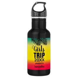 Botella De Agua Viaje de Chicas tropicales, año y nombre de la cor