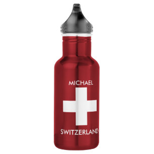 Botella De Agua Viaje rojo de la bandera suiza de Suiza personal