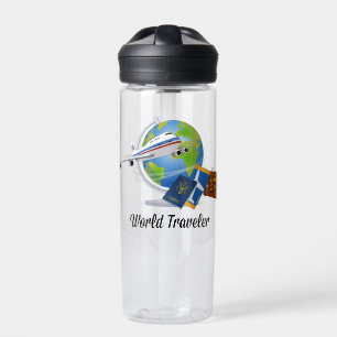 Botella De Agua Viajero del mundo, lleno y listo para irse,