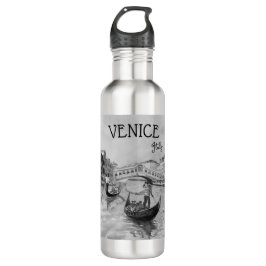 Botella De Agua Viajes de Italia - recuerdo en blanco y negro de V
