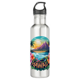 Botella De Agua Viajes de las montañas hawaianas Aloha Tropical Be