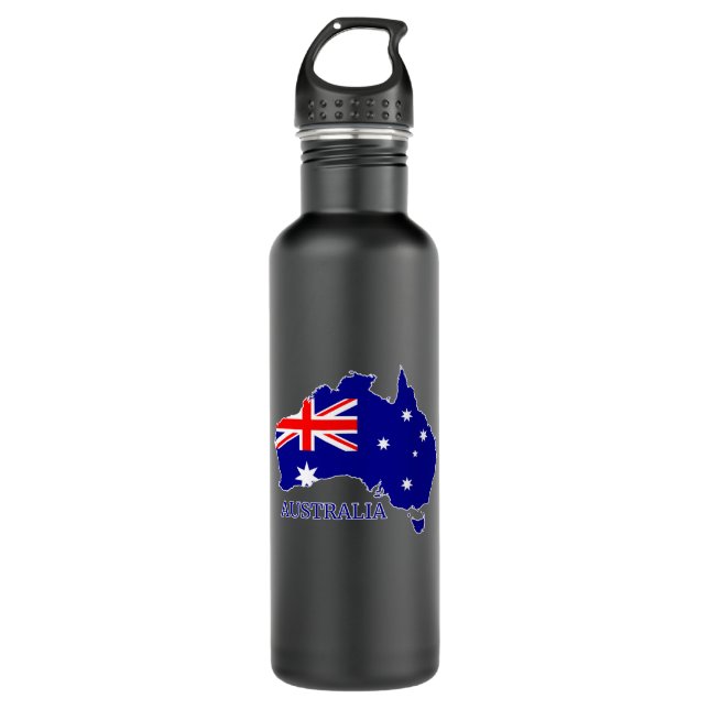Botella De Agua Viajes de mapas de bandera australiana (Anverso)