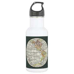 Botella De Agua Viajes en globo del mapa del hemisferio occidental