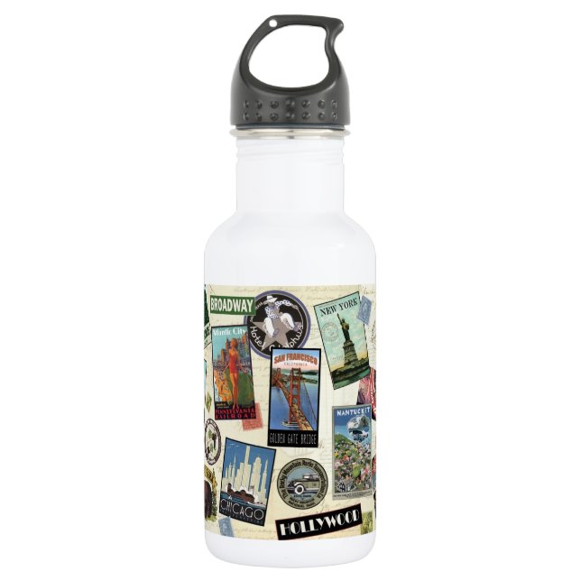 Botella De Agua Viajes modernos de época EE.UU. (Anverso)