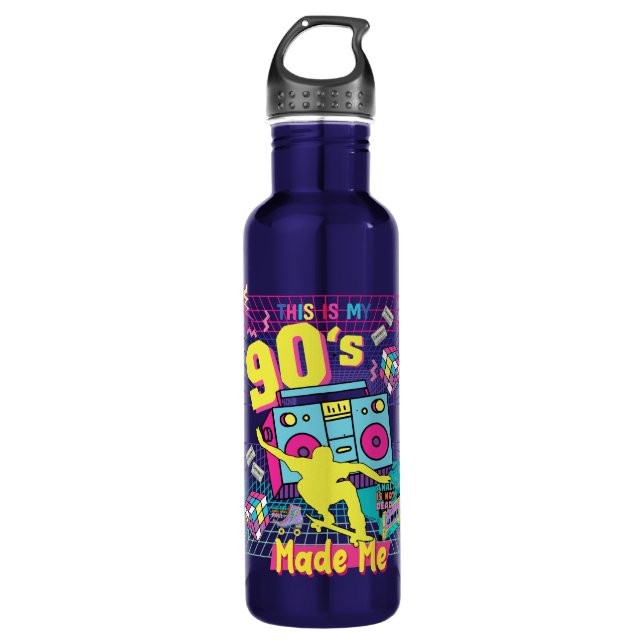 Botella De Agua Vibes de hip hop retro de los 90 me hicieron (Anverso)