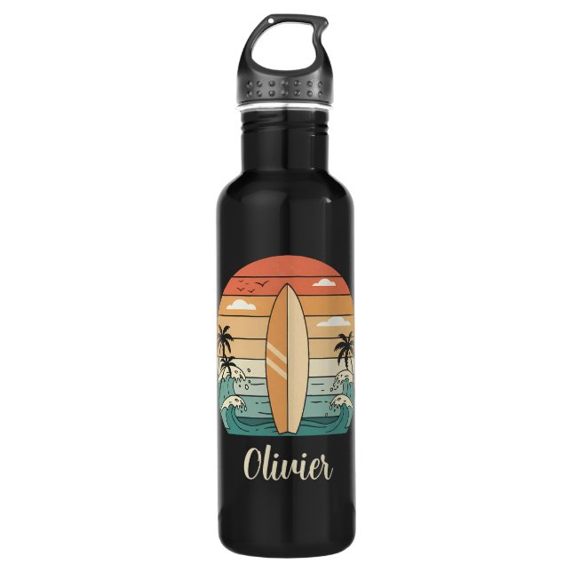 Botella De Agua Vibes de surf retro - Surfboard & Waves (Anverso)