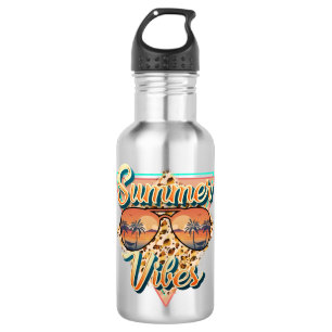 Botella De Agua Vibes de verano   Gafas de sol antiguas   Beach Su